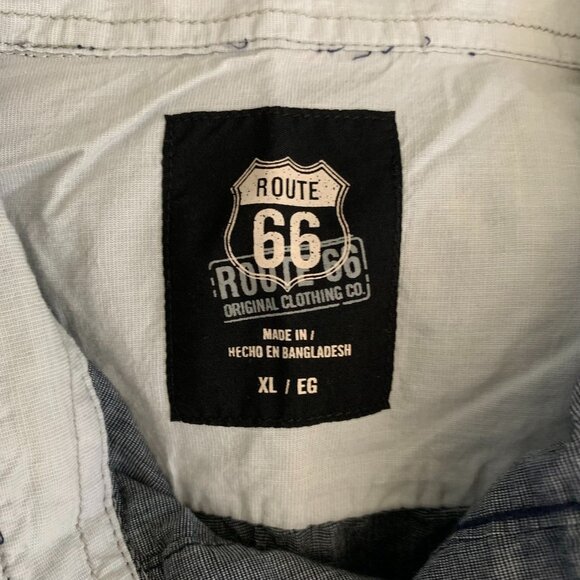 Route 66 Button Up Long Sleeve Shirt XL Grey Roll Tab Chest Pockets Cotton - Picture 7 of 7